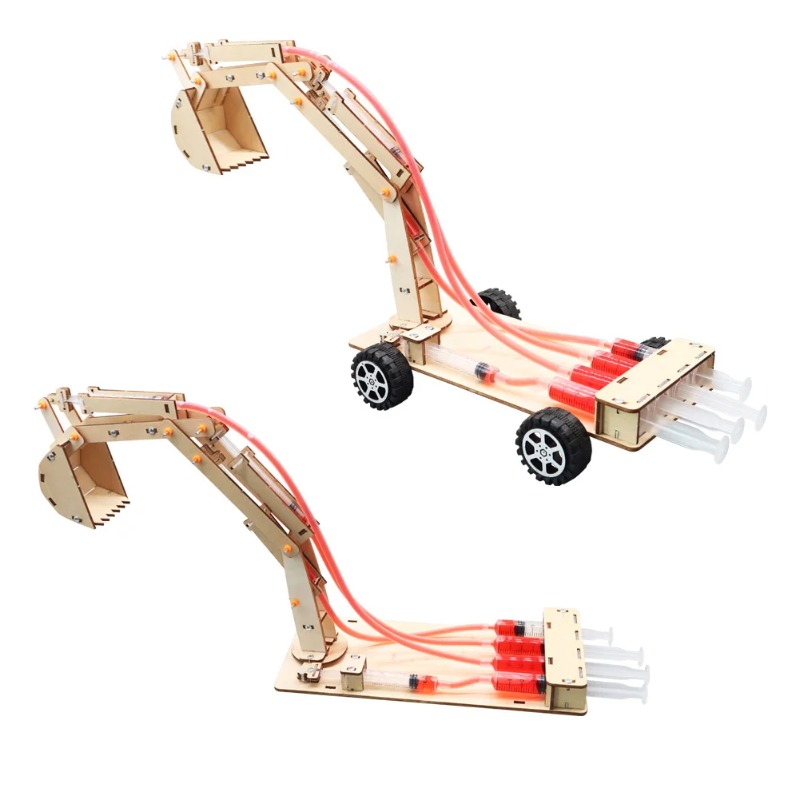Science Nature - Handgemaakte hydraulische graafmachine DIY Student Technologie