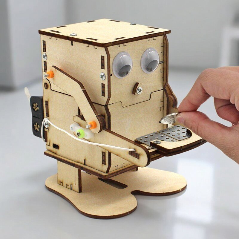 Houten doe-het-zelf robot die  - Science Project Robot recensie en prijs